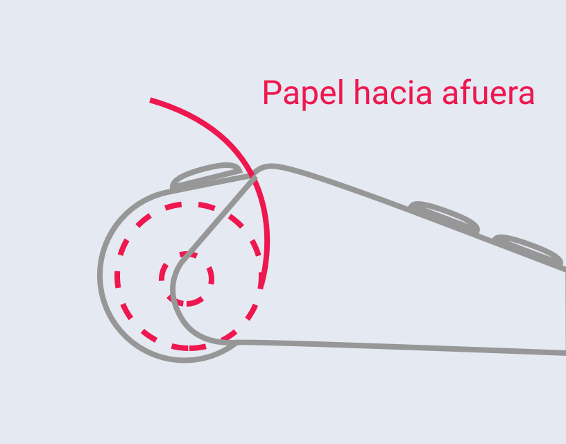 Cierra la tapa hasta escuchar “clic”. El extremo del papel debe quedar afuera.